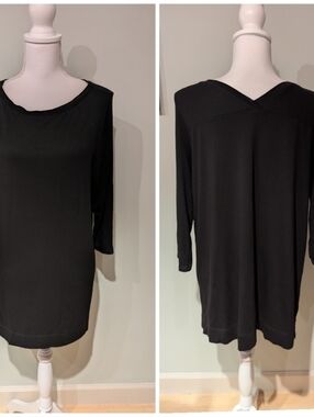 J.Jill Wearever Collection Women's Medium Black Long Tunic 3/4 Sleeve